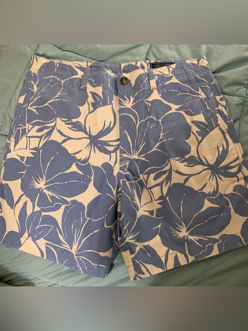 Vineyard Vines Light Blue & White Patterned Cotton Shorts